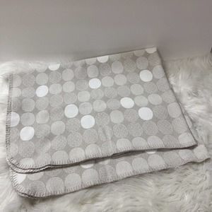 Linea Casa Baby Blanket Grey White Polka Dot 100% Cotton 29x36 Made In Portugal
